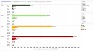 Gráfica 5. Número de establecimientos por nivel de riesgo y número de empleados