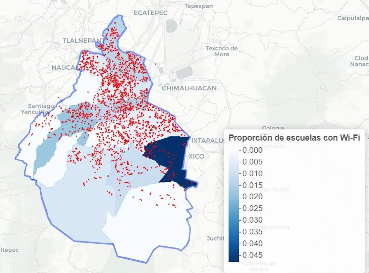 Figura 3. Alcaldías por porcentaje de escuelas con wifi